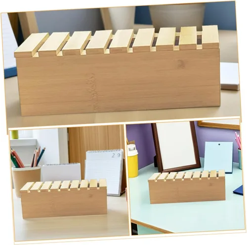 Vista 3 de Ciieeo Wooden Cable Storage Box with Charging Cord Organizer, Desktop Wire Management Box 39x12.5x14cm for Office and Home Desk Phone Stand and