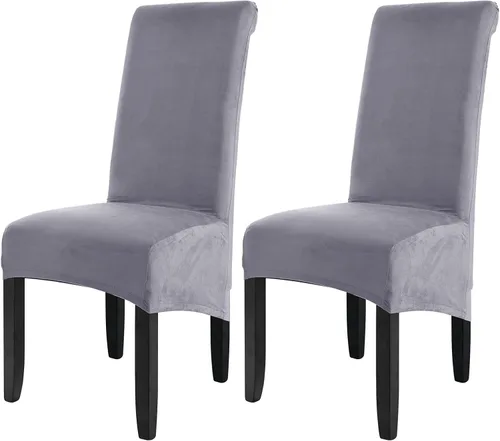 Vista 37 de ele ELEOPTION Fundas grandes de terciopelo y elastano para silla, fundas protectoras suaves y elásticas para silla, extraíbles y lavables para Negro