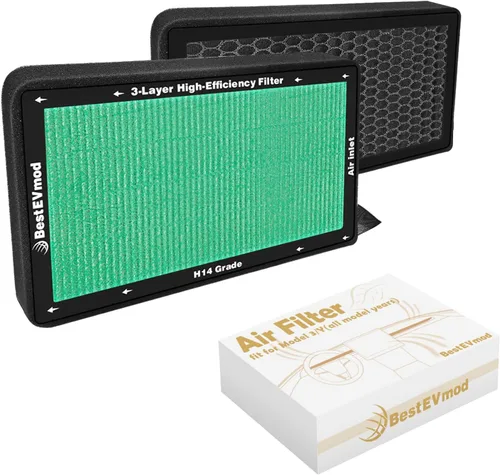 Vista 11 de BestEvMod Filtro de aire H14 Gen1 compatible con Rivian R1T y R1S 2022 2023 2024 Filtro de aire de repuesto HEPA H14, accesorios de carbón activado