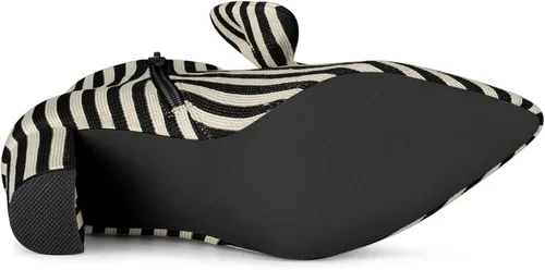 Vista 6 de Allegra K Botines de tacón grueso a rayas con cremallera y punta puntiaguda para mujer
