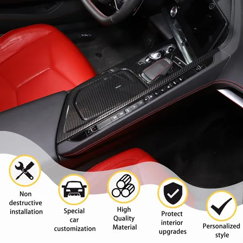 Vista 4 de CHEAYAR Cubierta de panel de palanca de cambios compatible con Chevrolet Corvette C8 2020-2023, panel de engranajes de control central, cubierta