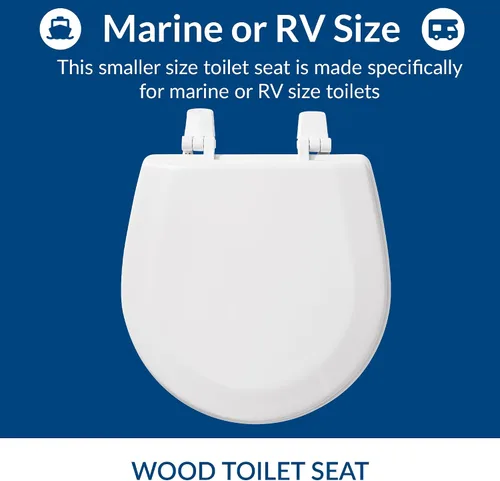 Vista 2 de BEMIS TC50TTA MARINE - Asiento de inodoro pequeño hecho para barcos y caravanas, madera duradera, color blanco (paquete de 2)
