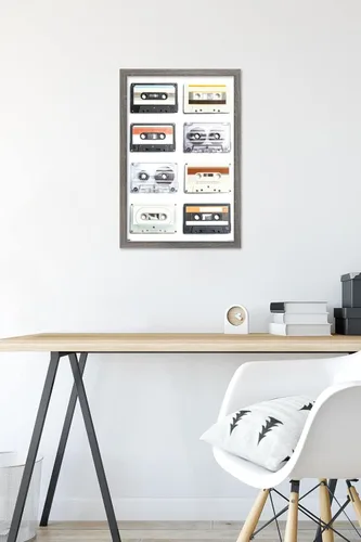 Vista 6 de Trends International Póster de pared de casetes, 14.725 x 22.375 pulgadas, versión enmarcada de madera de granero