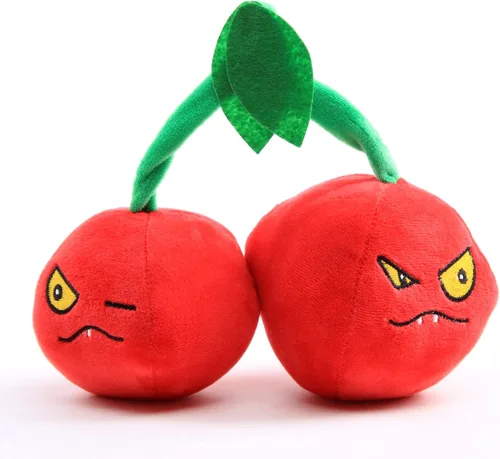 Vista 2 de Juguetes de peluche de plantas de peluche, figuras de muñeca de regalo de cumpleaños para niños (cerezas dobles)