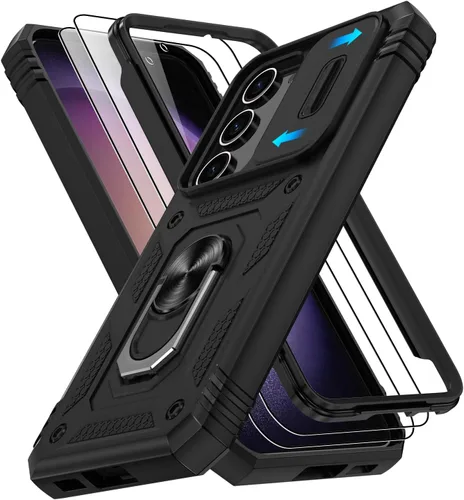 Vista 97 de Gritup Funda para Google Pixel 6 con cubierta deslizante para cámara y protector de pantalla (2 unidades), soporte de anillo giratorio 360°, funda