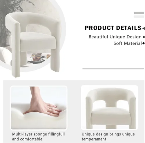Vista 6 de Modernas sillas de comedor, silla de sherpa tapizada de terciopelo con respaldo, silla de tocador Boucle ensamblada cómoda para cocina, comedor