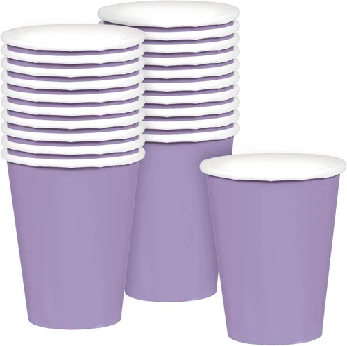 Vista 20 de Vibrantes vasos de papel morados (paquete de 20) – 9 onzas – Perfecto para fiestas, reuniones, picnics y uso doméstico