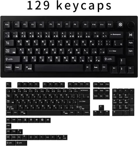 Vista 2 de Teclas japonesas negras de PBT, teclas de teclado de estilo Negro Japonés