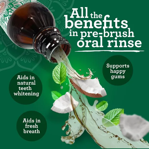 Vista 4 de GuruNanda Paquete de brillo de dientes natural definitivo: aceite de coco y menta (paquete de 2) y aceite de menta de coco para una sonrisa