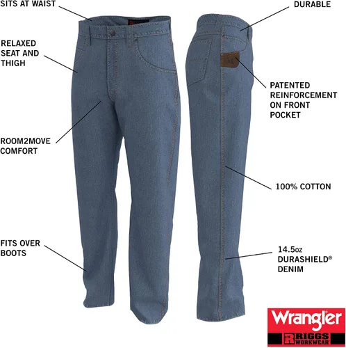 Vista 6 de Wrangler Riggs Workwear Jeans de cinco bolsillos de ajuste relajado para hombre