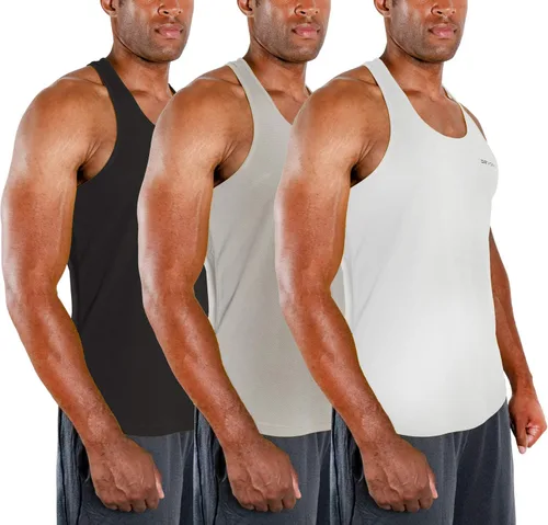 Vista 13 de DEVOPS Paquete de 3 camisetas sin mangas para hombre, con espalda en Y, ajuste seco