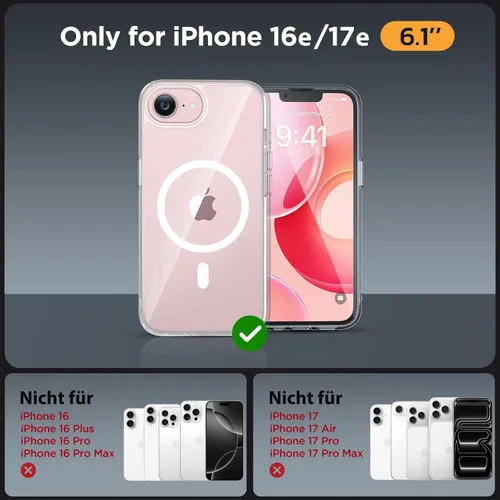 Vista 2 de Miracase Funda para iPhone 16e para MagSafe [con 2 protectores de pantalla] [protección superior de grado militar] antihuellas, translúcida mate a