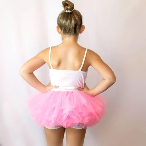 Vista 3 de Falda de ballet, tutu de tul corto en 10 capas para niñas (talla 4 -10 años), por My Lello Agua