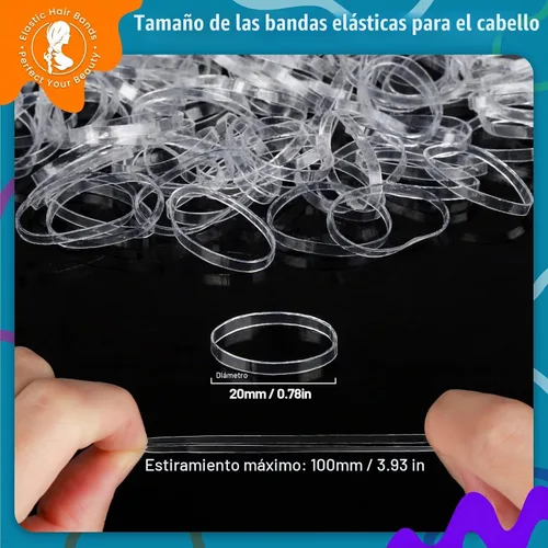 Vista 2 de Teenitor Bandas elásticas transparentes para el cabello, bandas elásticas transparentes para ligas para el cabello, 300 unidades transparente