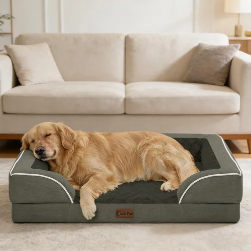 Vista 49 de Camas ortopédicas para perros grandes, cama de espuma viscoelástica impermeable para mascotas grandes con lados 89x56 cm, sofá para perros grandes