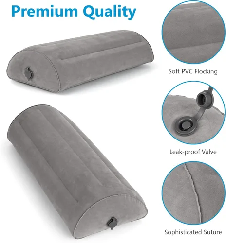 Vista 4 de USHMA Almohada inflable, almohada de media luna para piernas, rodillas, espalda baja y cabeza Almohada semi enrollable para cama, dormir