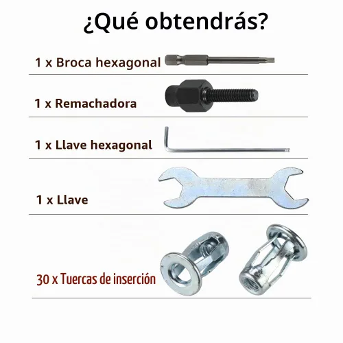 Vista 6 de Tuerca de 1/4 de pulgada con herramienta de instalación, insertos roscados, nutserts, tuerca de gato, anclaje de tornillo, araña rivnut, ciega