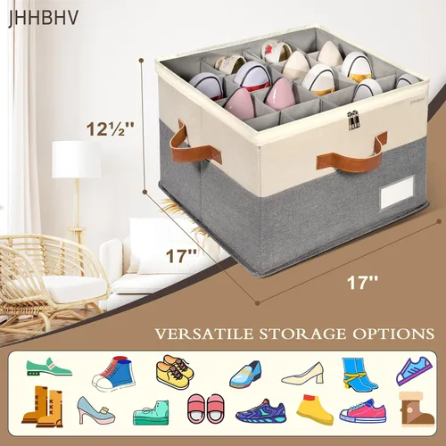 Vista 6 de Organizador de zapatos para armario, contenedores de almacenamiento ajustables para zapatos, grandes contenedores plegables de almacenamiento