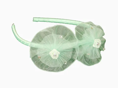 Vista 5 de Cinta de flores de organza y diadema de diamantes de imitación (rojo)