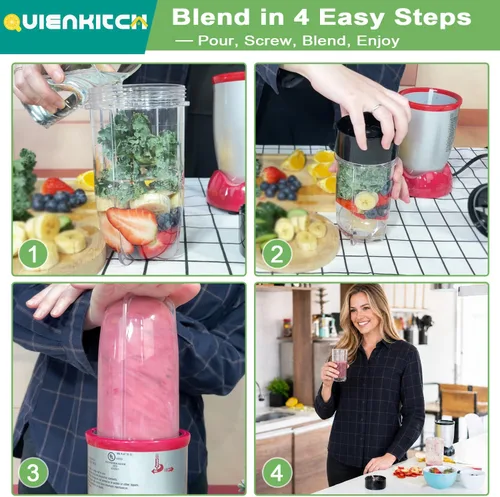 Vista 8 de Cuchillas para licuadora, paquete de 2 piezas de repuesto compatibles con Magic Bullet 250W MB1001, acero inoxidable y plástico con juntas