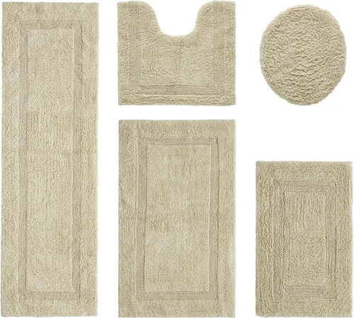 Vista 190 de Better Trends - Juego de 2 alfombras de baño 100% algodón, extra suaves, con borlas, de 17" x 24", alfombra de baño superabsorbente y reversible