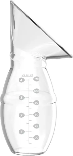 Vista 10 de Dr. Brown's Extractor de leche de una pieza de silicona 100% silicona, colector de leche materna manos libres con opciones anticólicos + biberón