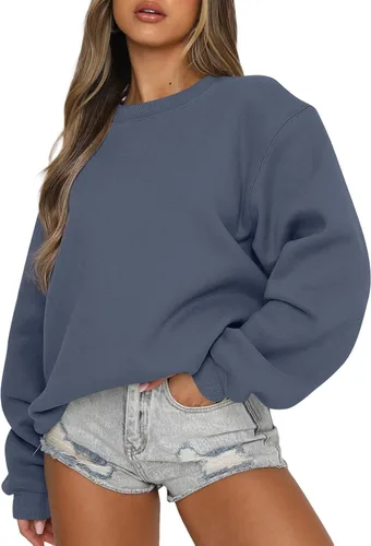 Vista 8 de EFAN Sudaderas de forro polar Y2K de gran tamaño con cuello redondo para Albaricoque