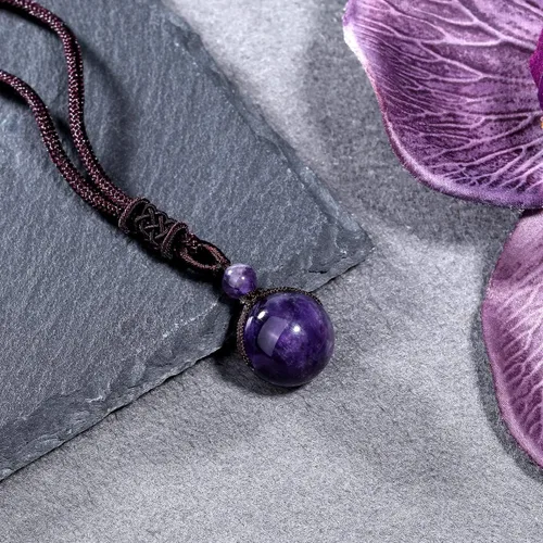 Vista 7 de Jovivi Juego de 3 collares de piedra de cristal curativo para hombres y mujeres, amatista natural, obsidiana negra, ojo de tigre, piedras preciosas