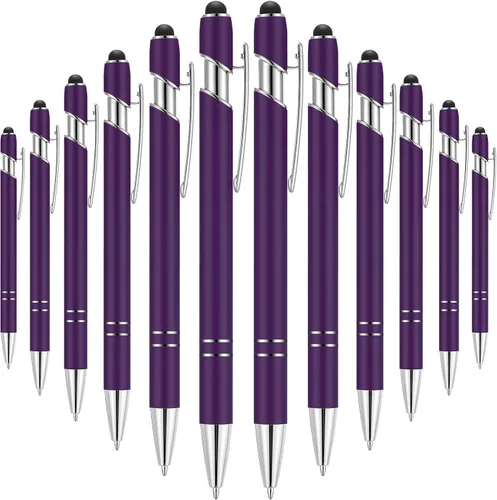 Vista 11 de Tenare 12 piezas 2 en 1 bolígrafo de metal con punta de lápiz capacitivo, bolígrafo de 1,0 mm de tinta negra para pantallas táctiles (color surtido)