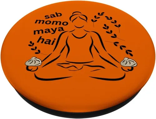 Vista 2 de Paz Amor Yoga Momo Comida Pun Meditación Hindi Divertido PopSockets Estándar PopGrip