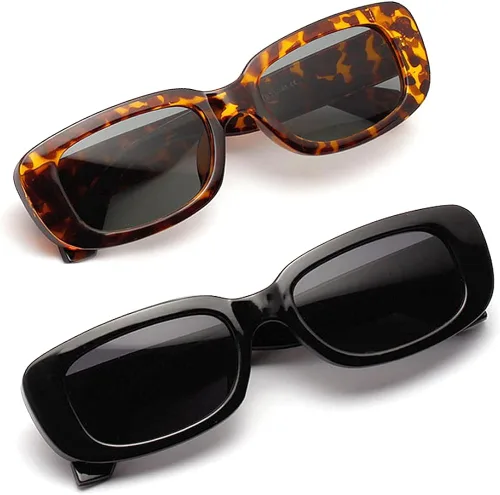 Vista 3 de Tskestvy 4 lentes de sol retro vintage tamaño pequeño cuadrado rectángulo de los años 90 a la moda Y2K para mujer estética
