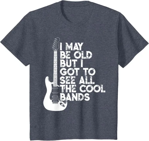 Vista 85 de Camiseta con texto en inglés "I May Be Old But I Got to See All The Cool Bands" Negro