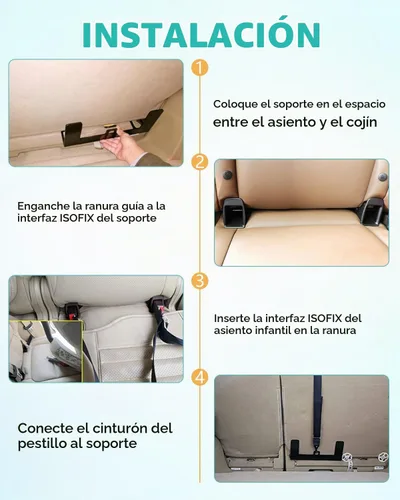 Vista 5 de Kit de Anclaje de Pestillo para Asiento Infantil de Coche, Correa de Seguridad para Asiento de Coche, Adaptador de Pestillo ISOFIX de Acero para Kit