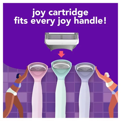 Vista 5 de joy Maquinillas de afeitar para mujer, 1 mango, 4 recambios de cuchillas de afeitar, lavanda, Lubrastrip para ayudar a evitar la irritación
