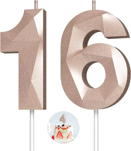 Vista 57 de Velas de cumpleaños con números (0 velas negras), forma de diamante 3D, decoración de pastel de feliz cumpleaños para niños y hombres, cumpleaños