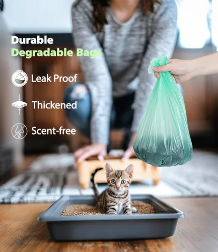 Vista 6 de Bolsas de basura compostables de 1.2 galones, 150 paquetes, bolsas de compost de AYOTEE y pequeñas bolsas de basura biodegradables, color verde