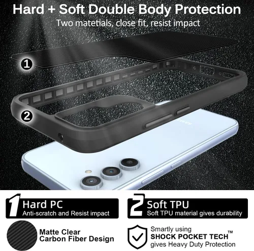 Vista 3 de Miimall Funda resistente para Galaxy A54 0.18 oz, funda de teléfono resistente, cargador inalámbrico [protección de cuerpo completo]