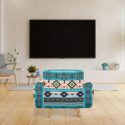Vista 2 de Funda de sofá de alta elasticidad con patrón de geometría azteca atrapasueños, acogedor protector de sofá apto para sofá de 1 cojín, accesorios