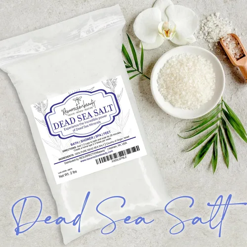 Vista 7 de RESURRECTIONbeauty Sal del Mar Muerto 100% pura, sales de baño a granel para spa en casa y exfoliante de sal, baño y remojo de pies, 2 libras