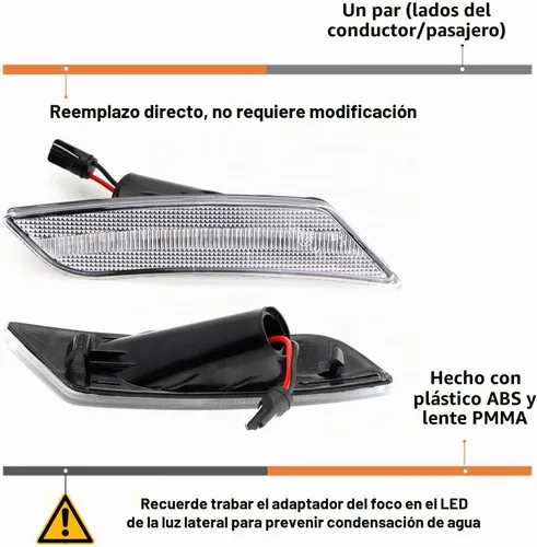 Vista 2 de iJDMTOY Kit de Luces Marcadoras Laterales LED Ámbar de Lente Transparente para Parachoques Compatible con Cadillac ATS 2013-2014, Cadillac XT5 2017