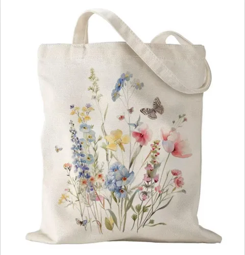 Vista 9 de Bolsa de lona con asas con cremallera para mujer, dama de honor, cumpleaños, boda, madre, señoras, bolsas de regalo para compras