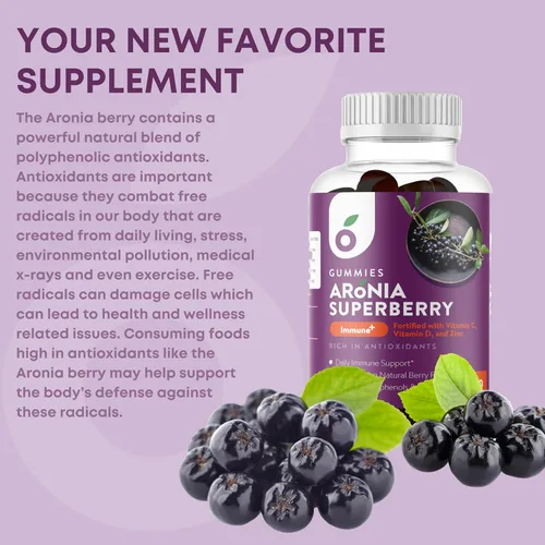 Vista 6 de Aronia SuperBerry - Gomitas de apoyo inmunológico diario, ricas en antioxidantes, mejor que la baya del saúco, gran sabor a bayas naturales, 60