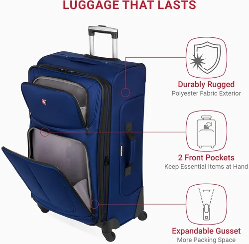Vista 84 de SwissGear - Equipaje suave expandible Sion con ruedas, Negro