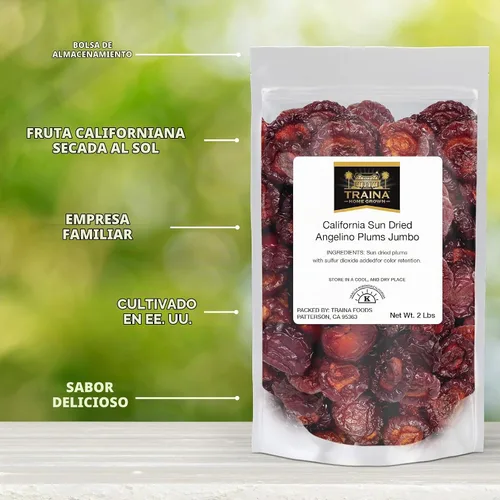 Vista 3 de Traina Home Grown CA Sun Dried Angelino Plum Mitades - Fruta seca (2 libras/32 onzas)