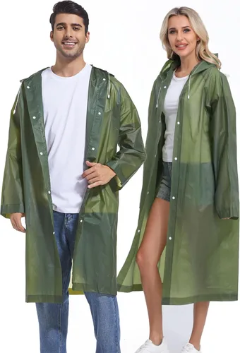 Vista 7 de 2 abrigos de lluvia de Borogo para adultos, chaquetas de lluvia reutilizables para hombres y mujeres