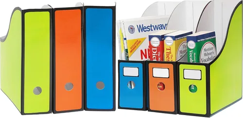 Vista 9 de Simple Houseware Paquete de 6 cajas para archivadores de revistas, organizador de cartón plegable, color negro