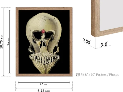Vista 3 de Poster Master Póster vintage – Impresión de pintura de bailarina en la cabeza de la muerte – Arte surrealismo – Regalo gótico para él, ella
