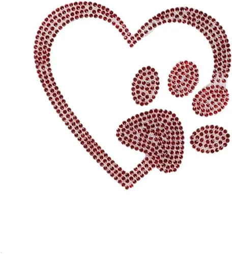 Vista 11 de Calcomanía con estampado de corazón de pata de perro, decoración de automóvil con diamantes de imitación, lindo estampado de pata de perro