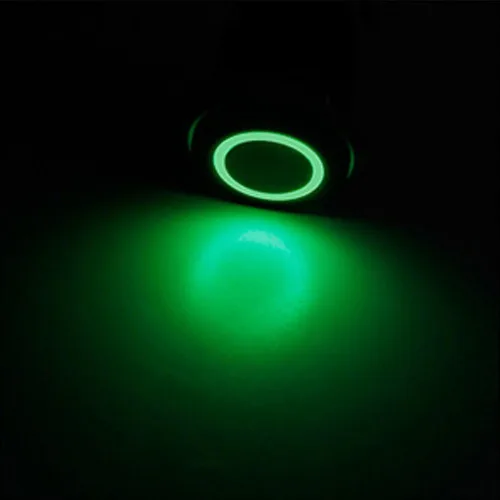 Vista 8 de Conexión a corriente con interruptor a botón con luz LED E Support™ de metal con forma ojo de ángel para autos de 16 mm 12V 3A, Verde Angel Eye