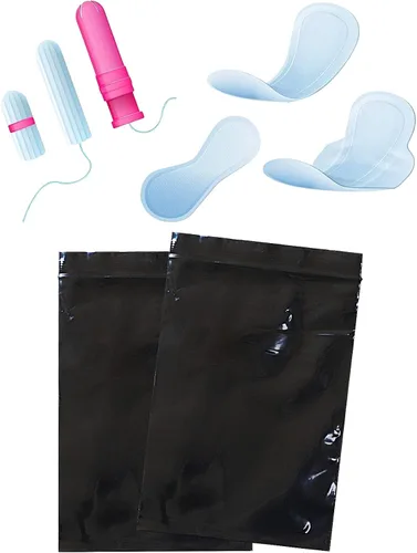 Vista 3 de Bolsas de eliminación de servilletas sanitarias, 200 bolsas de eliminación de tampones, bolsas opacas negras femeninas, bolsas de eliminación